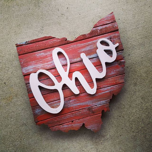 Script Ohio State Wood Sign - Covered Bridges Woodworking, LLC
