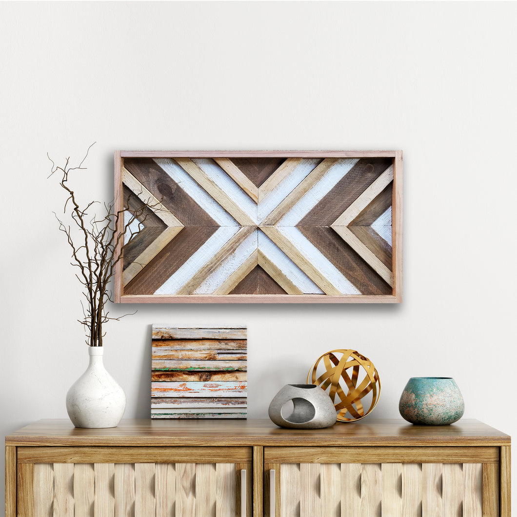 Mosaic Wood Art- White on Wood Linear - Covered Bridges Woodworking, LLC