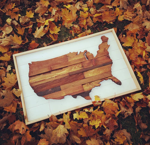 Framed USA wood cutout - Covered Bridges Woodworking, LLC