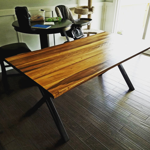 Poplar and Steel Dining Table - Covered Bridges Woodworking, LLC