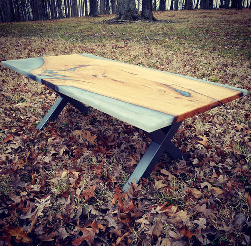 Wood and Resin Coffee Table - Covered Bridges Woodworking, LLC