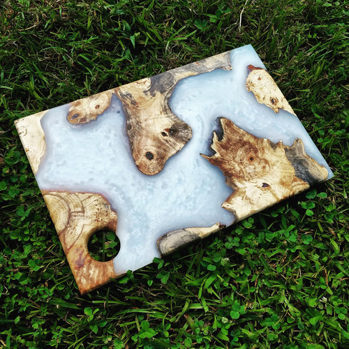 Epoxy and Burl Charcuterie board - Covered Bridges Woodworking, LLC