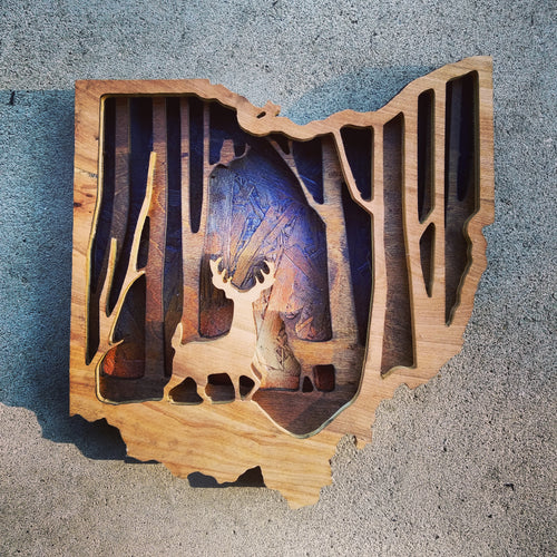 3D Ohio Deer Scene - Covered Bridges Woodworking, LLC