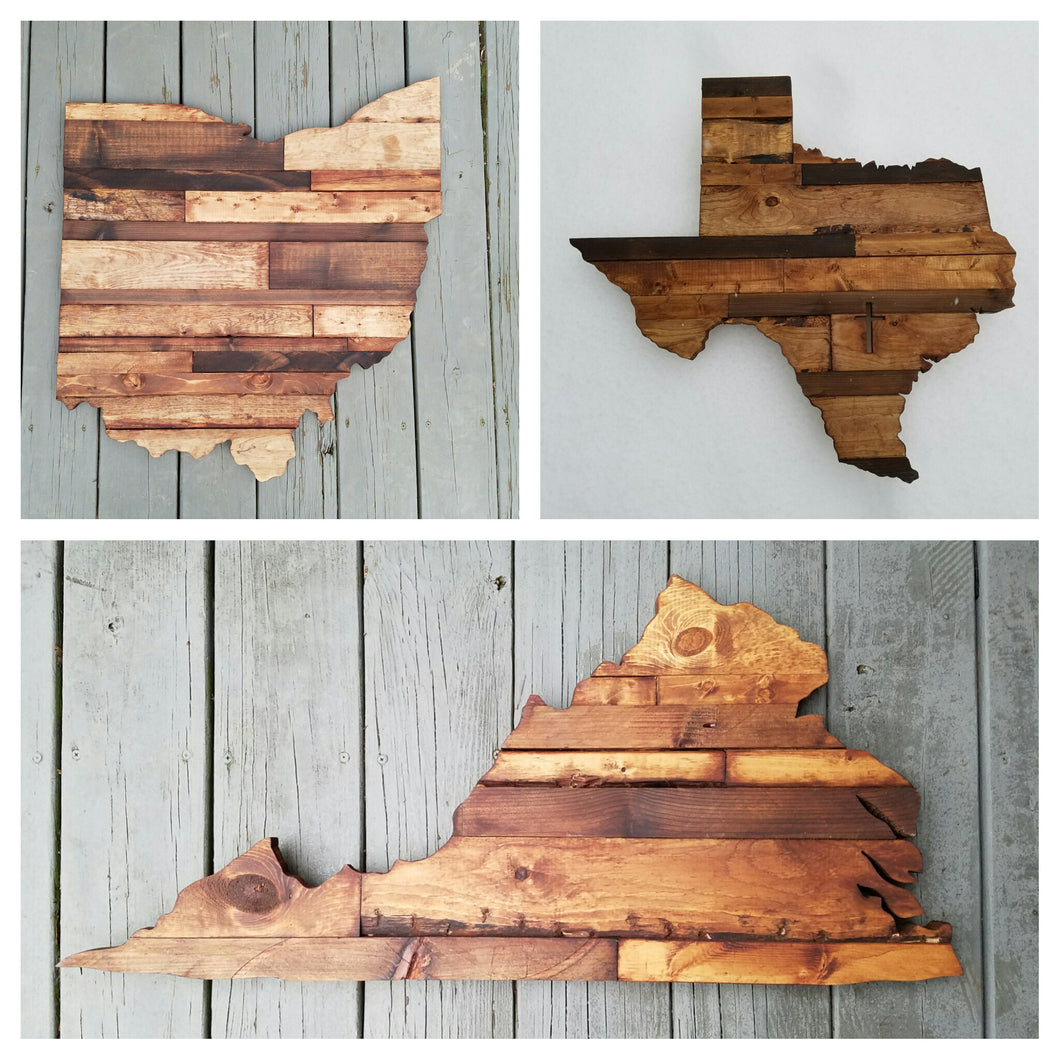 Rustic Wood State Sign - Covered Bridges Woodworking, LLC